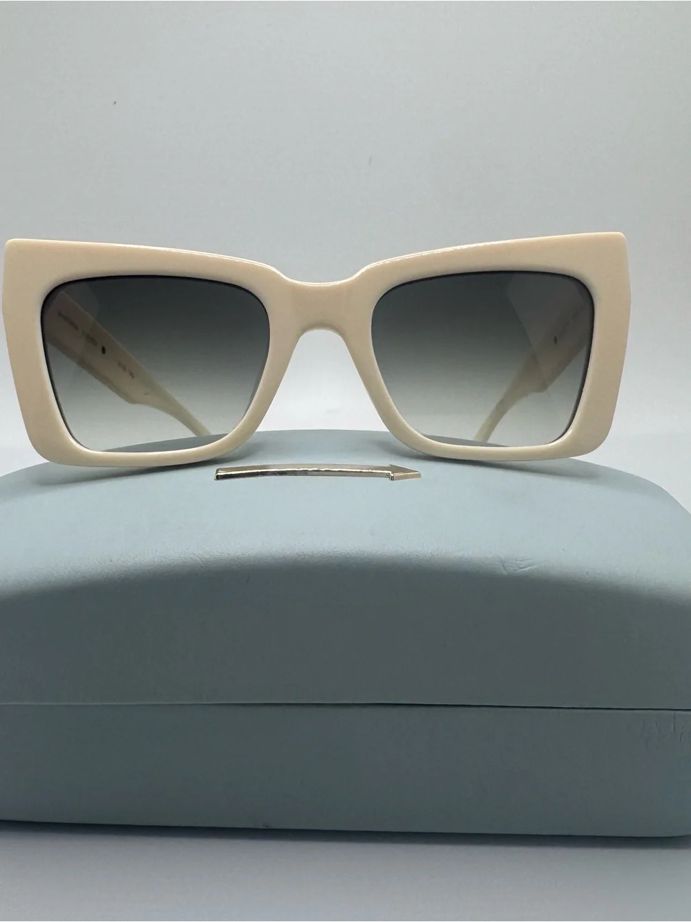Karen Walker Cream Cat-Eye Sunglasses with Gray Gradient Lenses